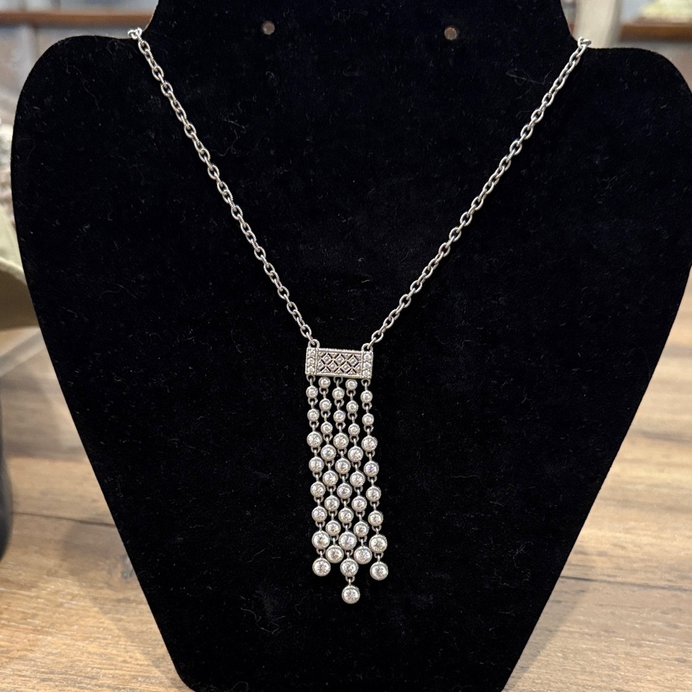 Judith Ripka Sterling diamonique waterfall necklace